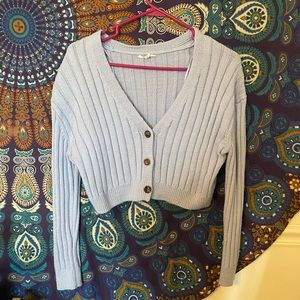 garage light blue cropped cardigan (size small)